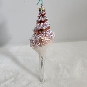 St. Nicholas Square Glass Pearl Glitter Seashell Holiday Christmas Ornament NWT
